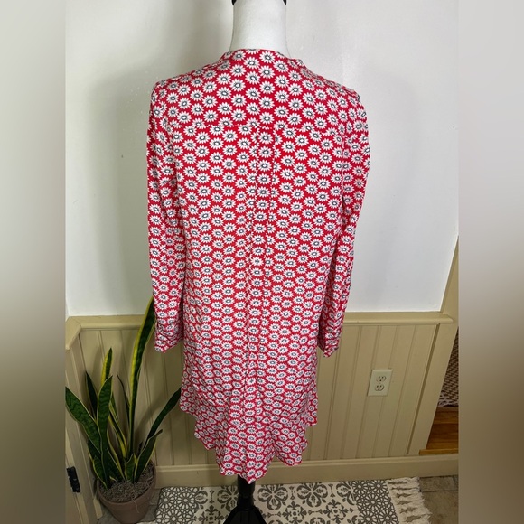 Tory Burch Cora Silk Dress 6 Nantucket Red Primrose Floral Boho Resort Designer - Picture 9 of 12